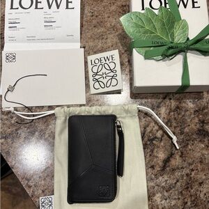 Loewe Black Leather Zip Pouch